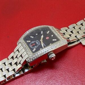 Authentic Michele Mini Urban diamond dial diamond Bezel black unique dial watch